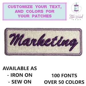 Custom Embroidered Name Patch, Custom Name Patches, Embroidered Name Patches, Embroidered Custom Name Tags, Custom Colors, Sew On or Iron On