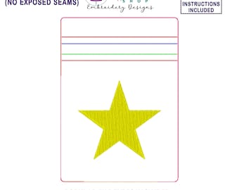 In the Hoop Star Bag Embroidery Design, ITH Zipper Bag, 5 X 7 Machine Embroidery Design, Fully Lined Zipper Pouch With No Exposed Seams
