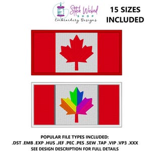 Canada Flag Embroidery Design, Canada Flag Patch Embroidery Design, Canada Embroidery Design, 15 Sizes Included
