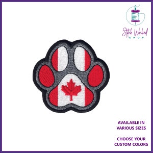 Broderad lapp med kanadensisk flagga, lappar med kanadensisk flagga, lappar med tassavtryck, stryk- eller sy-på-lapp