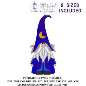 Moon Hat Gnome Machine Embroidery Design, Gnome Embroidery Pattern, Gnome with Hat, Gnome Pattern, Gnome Design, Gnome Embroidery