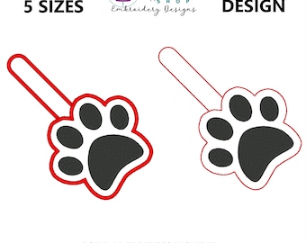 Dog Paw Print, Puppy Paws, Machine Embroidery Key Fob Designs, Machine Embroidery Keychains, Snap Key Fob, In the Hoop Projects, ITH