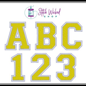 Custom Varsity Letters Embroidery, Varsity Number Patch, Custom Iron On Patch, College Apparel, Letterman Jacket, Yellow Background