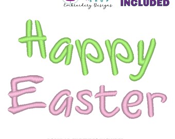 Happy Easter Machine Embroidery Design, Happy Easter Emboidery Machine File, Easter Embroidery, Digital Download, 9 Sizes Included