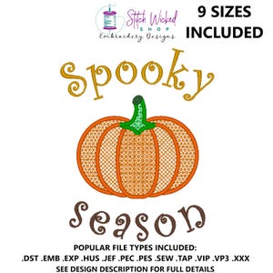 Kürbis Stickdatei, Halloween Stickdatei, Halloween Stickdatei, Halloween Stickdatei, 9 Größen enthalten