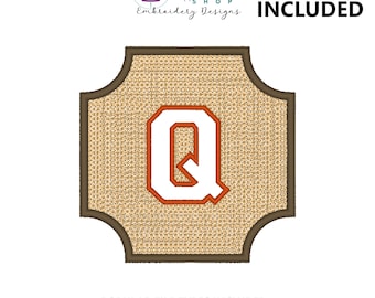 Embossed Monogram Embroidery Design, Towel Monogram Machine Embroidery Design, Embossed Embroidery Design, Personalized Gift Idea, Letter Q