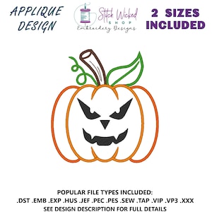 Halloween Pumpkin Embroidery Design, Jack O Lantern Applique, Machine Embroidery Design, Digital Download, 2 Sizes Included - Face 12