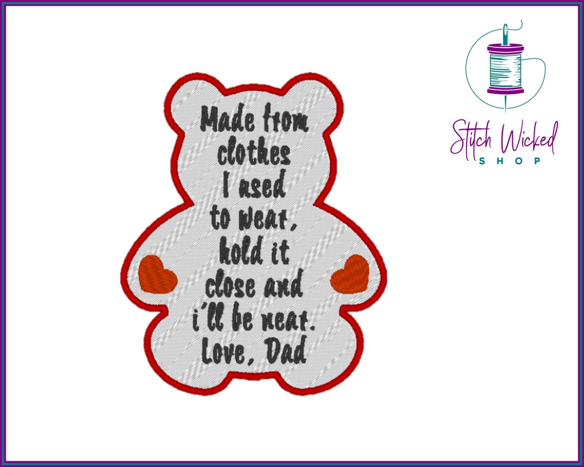 Memory Bear Embroidered Patch, Personalized Memory Patch, Custom Memory ...