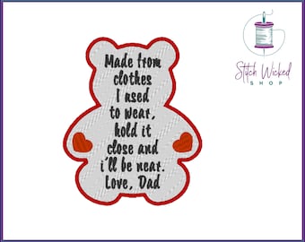 Memory Bear Gestickter Aufnäher, Personalisierter Memory Patch, Benutzerdefiniertes Memory Kissen Patches, Bären Patch, Aufnäher, Aufnäher zum Aufnähen