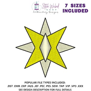 Geometric Star Embroidery Design, Mini Star Design, Small Embroidery Design, Embroidery Machine Files, Instant Download, 7 Sizes Included