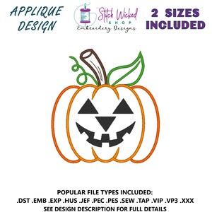 Halloween Kürbis Stickdatei, Jack O Lantern Applikation, Maschinenstickerei, digitaler Download, 2 Größen inklusive - Gesicht 3