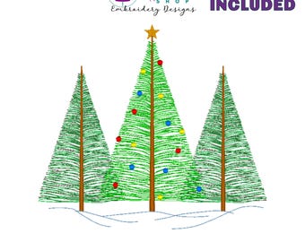 Christmas Tree Machine Embroidery Design, Christmas Winter Trees Embroidery Design, Fir Tree Embroidery File, Christmas Holiday Embroidery