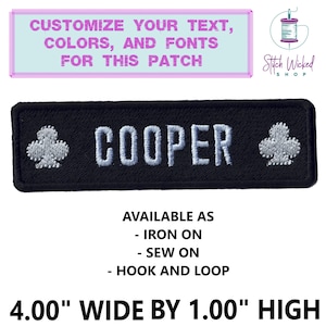 Custom Name Patch, Fully Embroidered Patch with Club Symbol, Choose Your Custom Colors, Available as Sew On And Iron On Patches