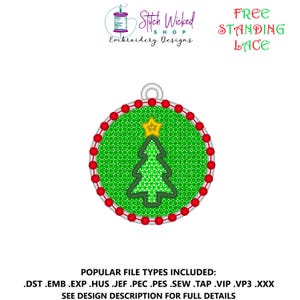 Christmas Tree With Star Free Standing Lace Ornament, Machine Embroidery Design, FSL Christmas Decoration, FSL Christmas Ornament