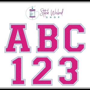 Varsity Letter Patch, Varsity Number Patch, Custom Embroidered Patch, Letterman Jacket, College Apparel, Gift for School Student, Pink