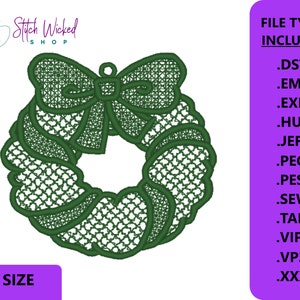 Free Standing Lace Christmas Wreath Decoration, Machine Embroidery Design, Free Standing Lace FSL, Digital Download