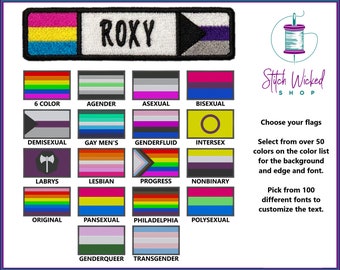 Custom Name Patch Double Pride Flag, Pride Flag Patch, Custom Name Tag, Embroidered Custom Patch, Flag Patch, Iron On, Sew On, Hook And Loop