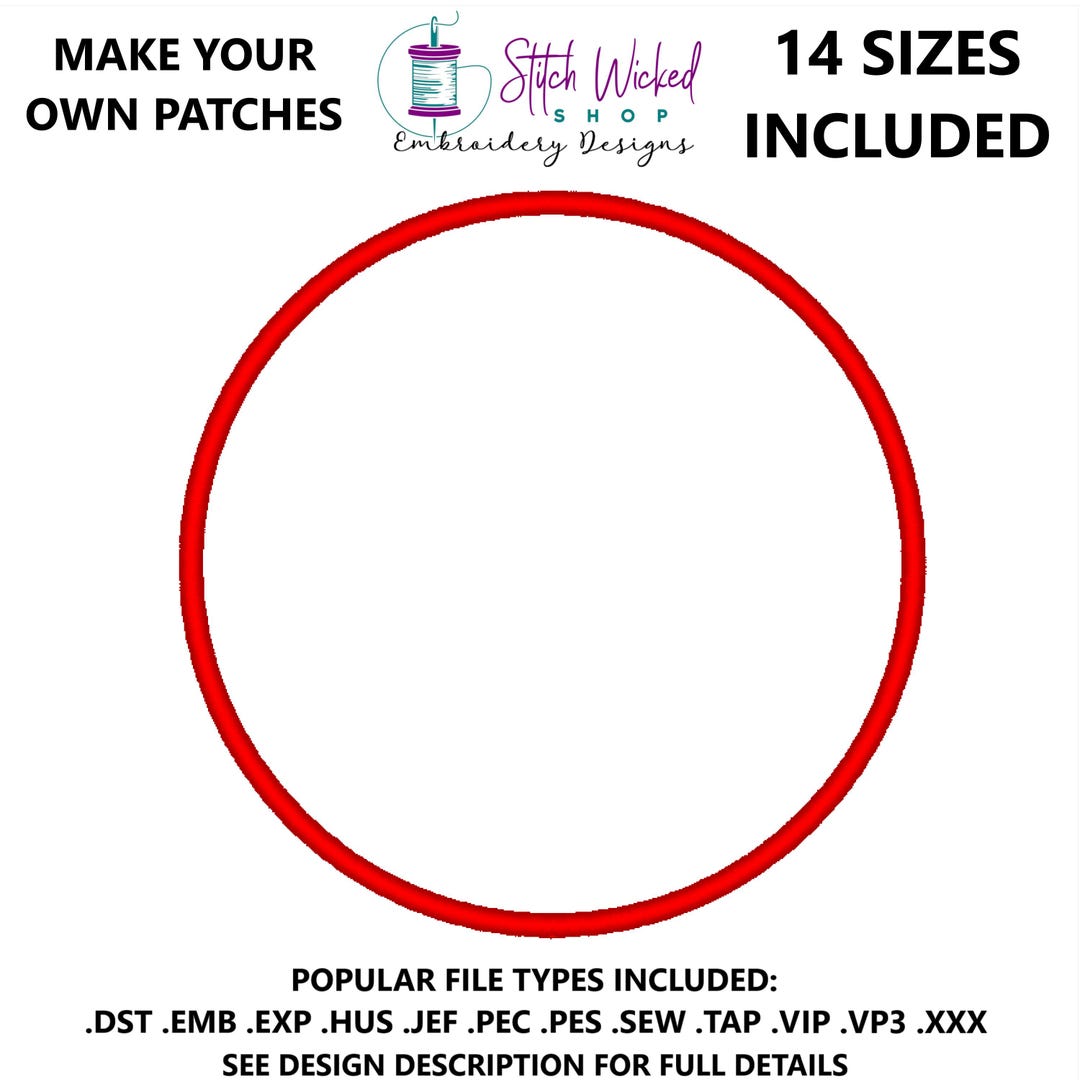 Patch Border Embroidery File, Circle Embroidery Design for Patches ...