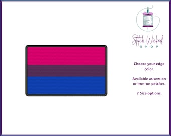 Bisexual Pride Flag Embroidered Patch, LGBTQ Patches, Gay Pride Flag Patch, Rainbow Flag Patch, Gay Pride Gift, Iron On or Sew On, 7 Sizes