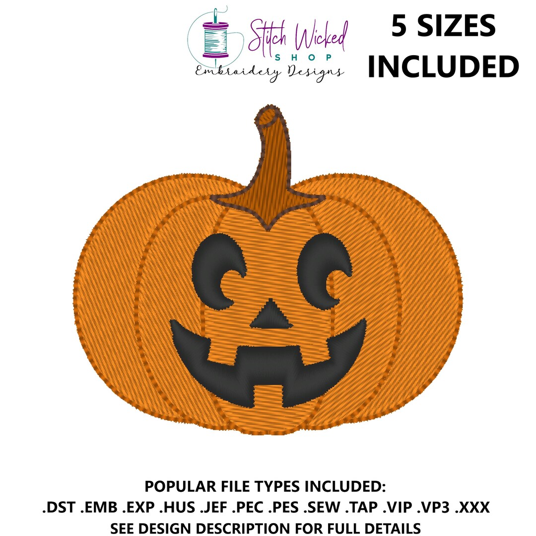 Jack O Lantern Machine Embroidery Design, Halloween Pumpkin Embroidery ...