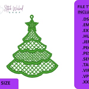Free Standing Lace Design, Christmas Tree Decoration, Machine Embroidery Design, Free Standing Lace File, FSL, Digital Download