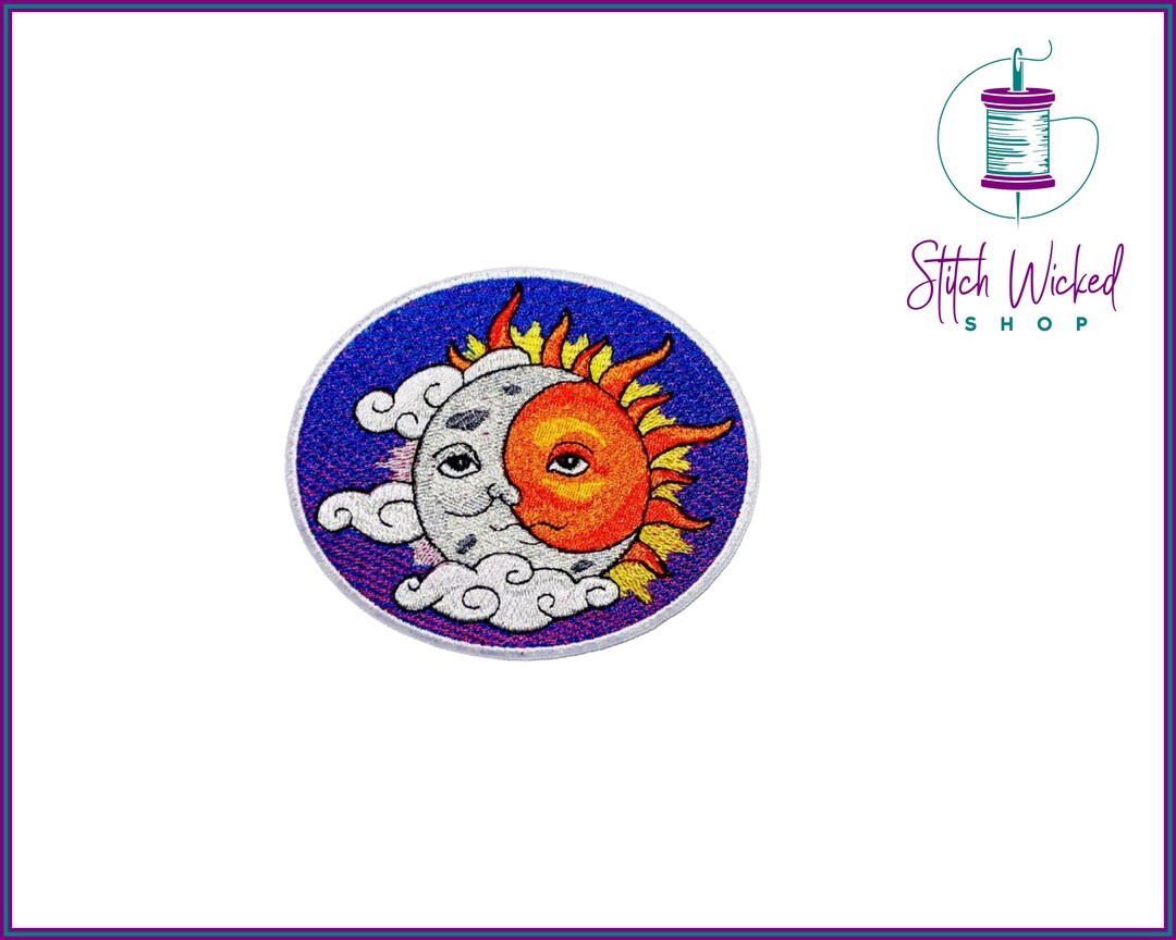 Moon Patch Celestial Sun and Moon, Embroidered Patch, Sun Patch, Sun and Moon ...