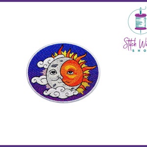 Celestial Sun and Moon, Embroidered Patch, Sun Patch, Sun and Moon Backpack Patch, Iron On Patch for Jeans, Sew On Patch for Jackets