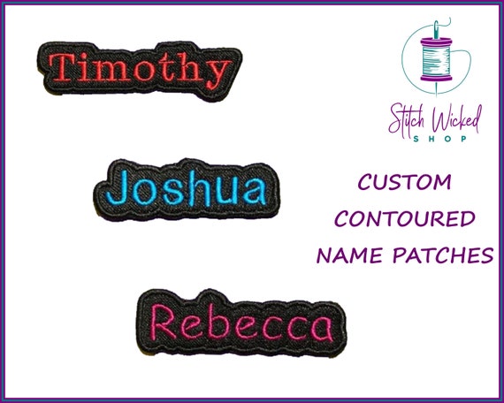 Parches de nombre contorneados bordados personalizados etiquetas de ropa personalizadas etiquetas de nombre para la vuelta al cole parches termoadhesivos para uniformes de empleados Etsy Mexico
