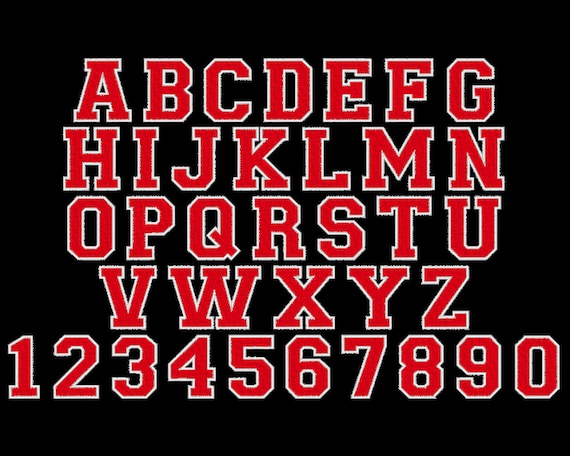 Varsity Letters and Numbers Red With Edge Color Embroidered Iron