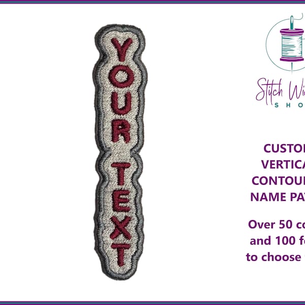 Custom Name Patch, Embroidered Vertical Name Patch, Personalized Embroidered Name Tag, Patch For Jacket, Name Labels for Kid, Contoured