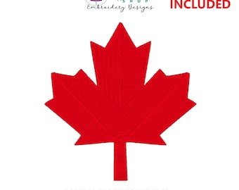 Canada Maple Leaf Machine Embroidery Design, Fill Stitch Embroidery Design, Maple Leaf Embroidery Design, Digital Download, 28 Sizes