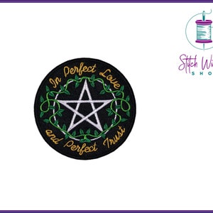 Pentagram Star Embroidered Patch, Perfect Love Patch, Perfect Trust Patch, Wiccan Rede Patch, Wiccan Patch, Witch Patch, Wiccan Gifts