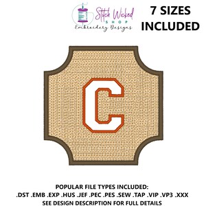 Embossed Monogram Embroidery Design, Towel Monogram Machine Embroidery Design, Embossed Embroidery Design, Personalized Gift Idea, Letter C