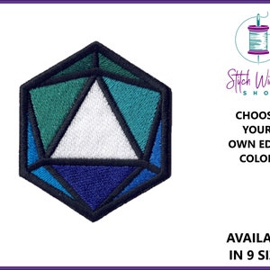 Pride D20 Iron On Patches, Gay Mens Pride Flag Embroidered Patch, 9 Different Sizes Available, Tabletop Gamer Patches