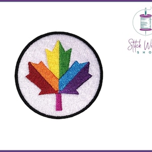 Regenbogen Ahornblatt Gestickter Aufnäher, Kanada Pride Flagge Ahornblatt, Gestickter Stolz Aufnäher, Regenbogen Pride Flaggen Aufnäher, erhältlich in 5 Größen
