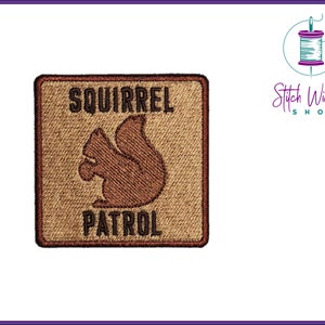 Squirrel Patrol Patch, Squirrel Patrol Dog Tag, Dog Bandana Patches, Dog Patches For Harness, Funny Dog Patch, Custom Dog Patch, Square