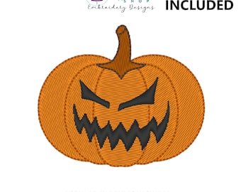 Jack O Lantern Machine Embroidery Design, Halloween Pumpkin Embroidery Design, Spooky Season Embroidery Design, 5 Sizes, Face 10