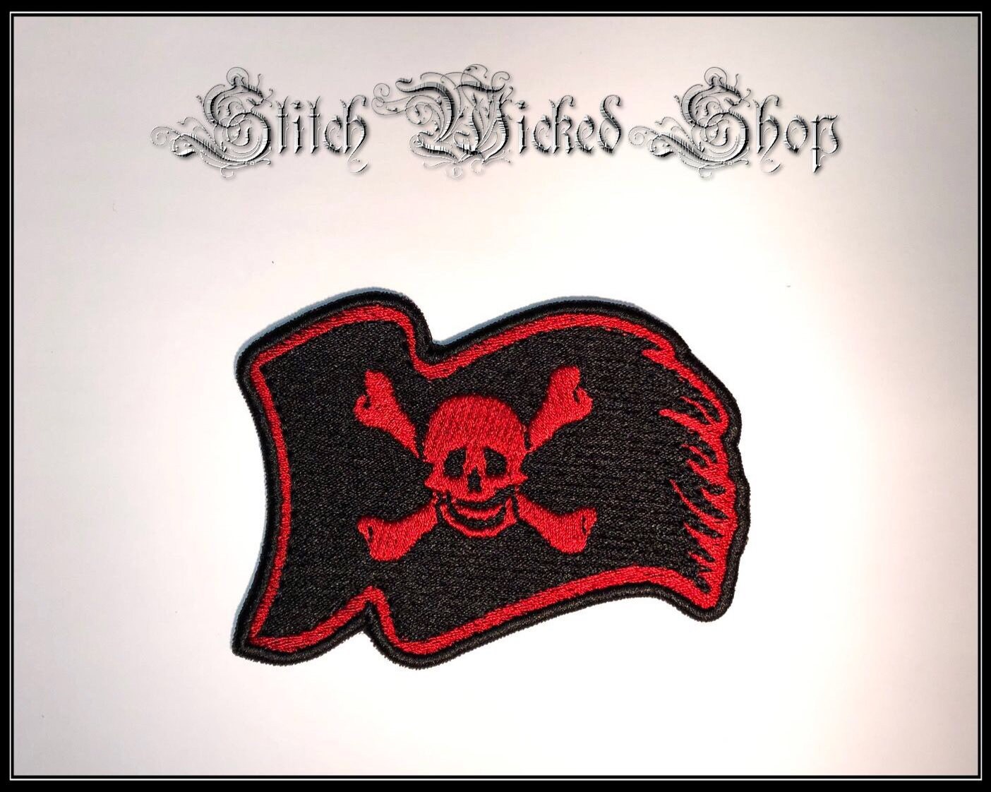 Pirate Flag Embroidered Patch, Waving Flag Patch, Pirate Patch ...