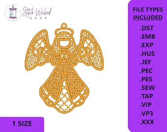 Free Standing Lace Angel Embroidery File, Christmas Angel Decoration, Embroidery Design, Free Standing Lace, FSL, Digital Download