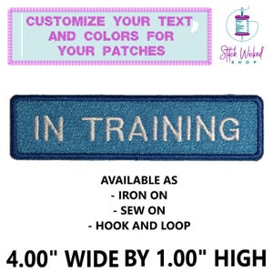 Custom Dog Tag Patch For Dog Collars and Harnesses, Perfect for Dogs In Training, Custom Color 1&quot;HX4&quot;W Sew On, Iron On, Hook & Loop