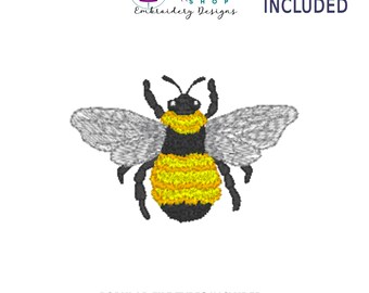 Bee Machine Embroidery Design, Bee Embroidery Design, Bumble Bee Embroidery Pattern, Bee Embroidery, Small Bee Design, Digital Download