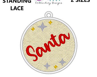 Free Standing Lace Christmas Ornaments, Santa Embroidery Design, Christmas Ball Ornament, Christmas Tree Decorations, fsl Embroidery Designs