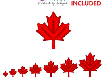 Mini Maple Leaf Machine Embroidery Design, Satin Stitch Design, Canada Maple Leaf Embroidery Machine Files, Mini Fall Leaves Design, 7 Sizes