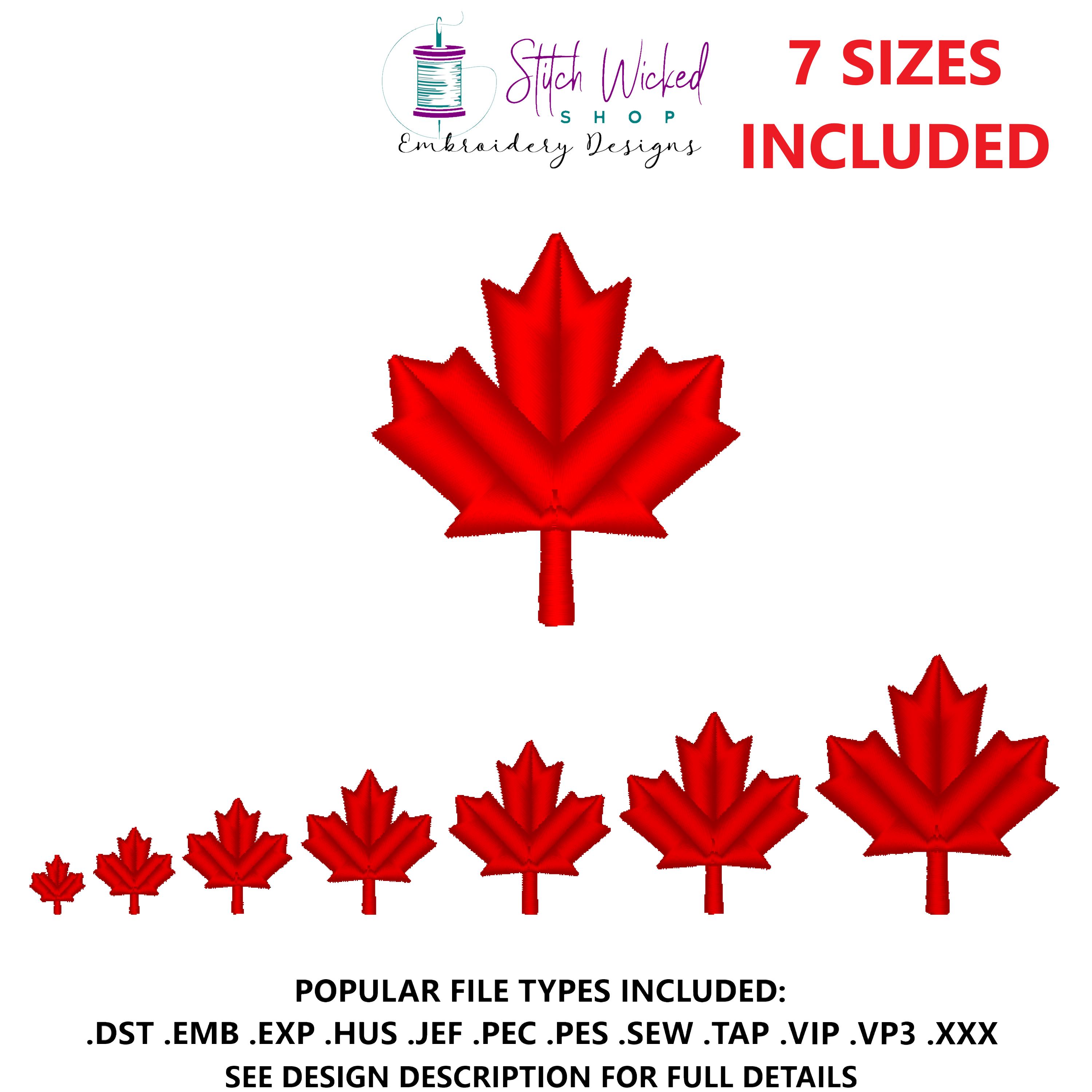Mini Maple Leaf Machine Embroidery Design, Satin Stitch Design, Canada ...