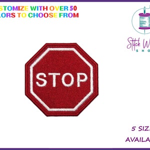 Stop Sign Embroidered Patch, Dog Patch, Dog Patches for Harness, Search & Rescue Patch, Choose Your Custom Colors, 5 Sizes Available