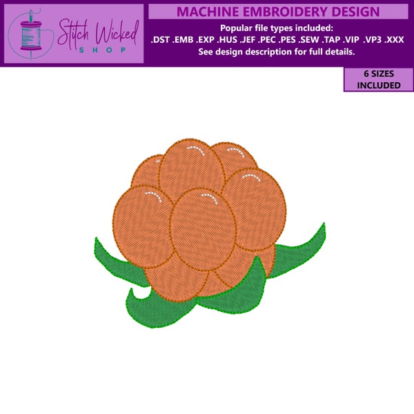 Bakeapple Machine Embroidery Design, Mini Cloudberry Embroidery Machine File, Fruit Machine File, Mini Fruit Design, Available in 6 Sizes