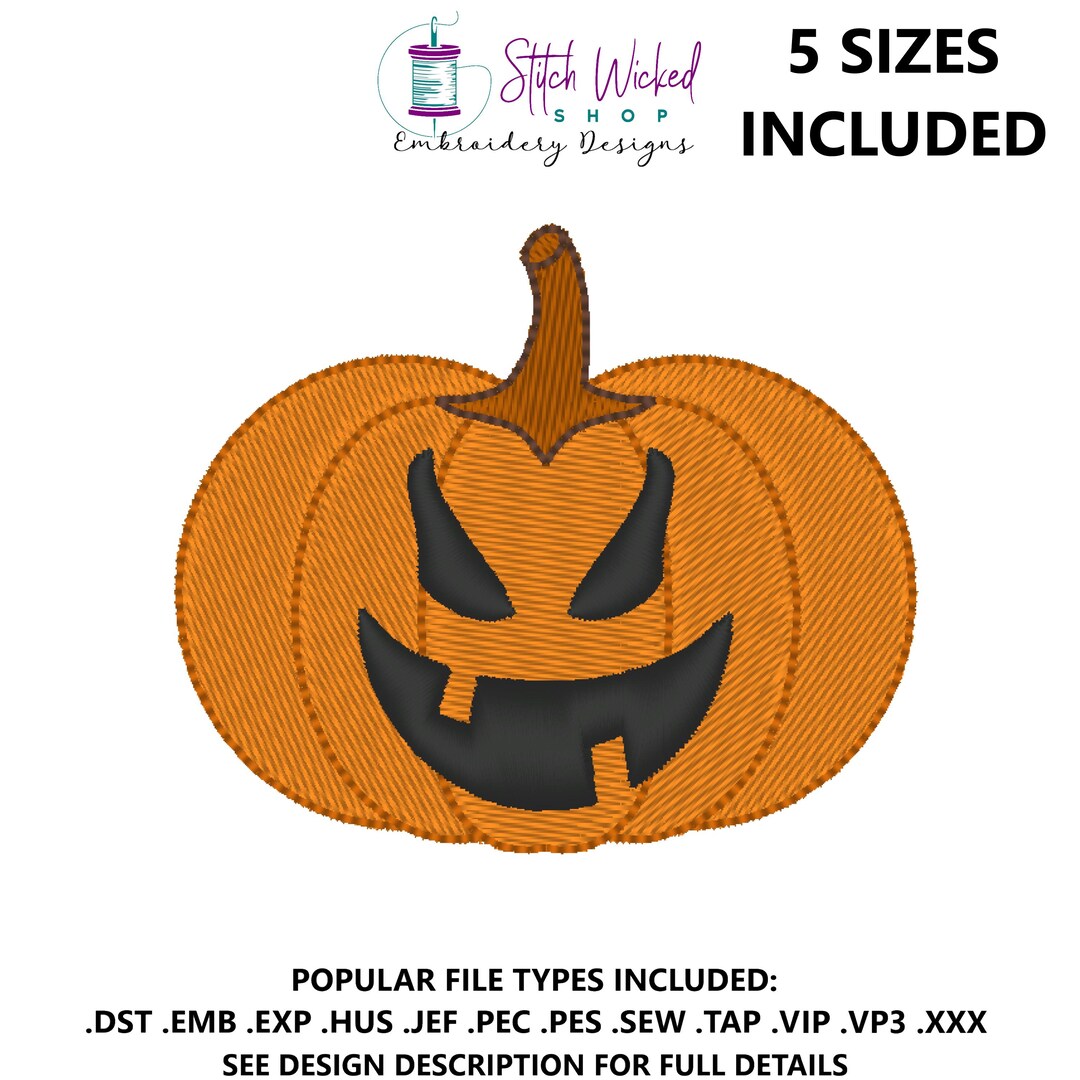 Jack O Lantern Machine Embroidery Design, Halloween Pumpkin Embroidery ...