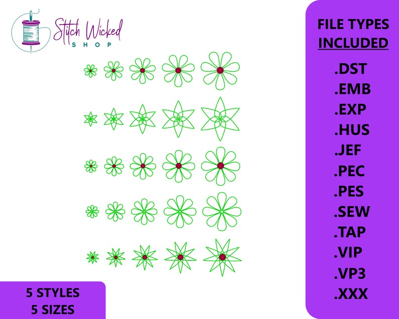 Mini Flower Machine Embroidery Design Bundle Small Floral - Etsy