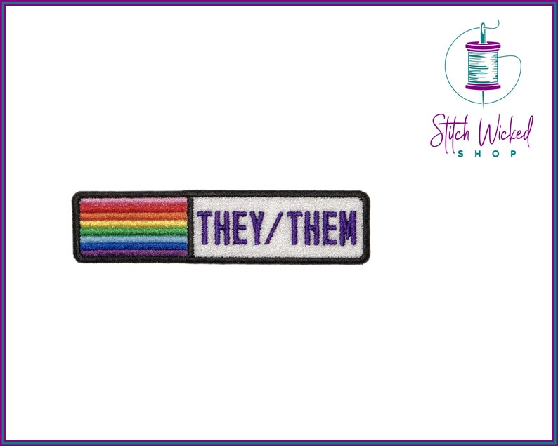 Custom Pronoun Patch, Professional Pronoun Tag, Embroidered Custom Patch, Pride Flag Patch, Iron On Patch for Backpack, Sew On labels image 9