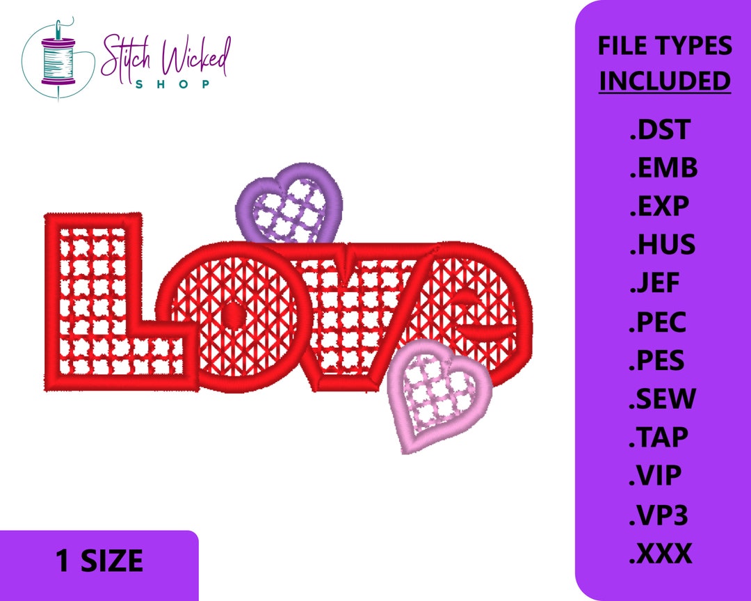 Love With Hearts Machine Embroidery Design, Free Standing Lace FSL ...